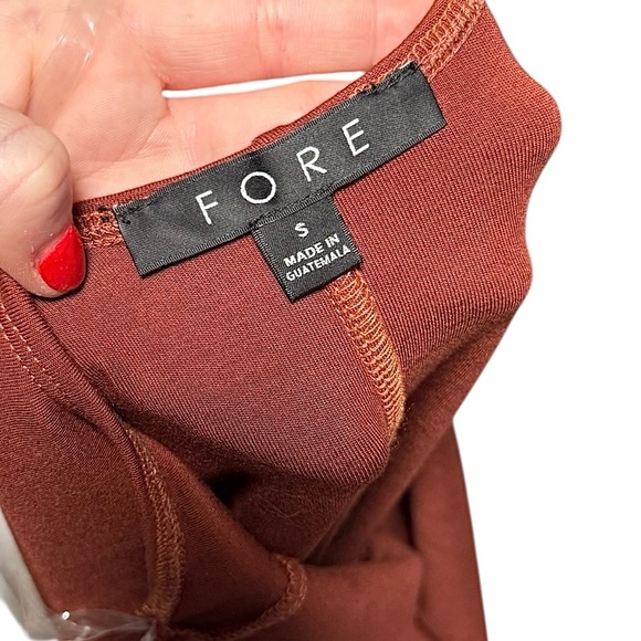 Fore Slinky Soft Rust Brown Open Back Sleeveless Halter Midi Dress Small NWOT - Picture 8 of 9